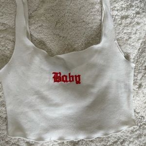 “Baby” white crop tank. Size small.